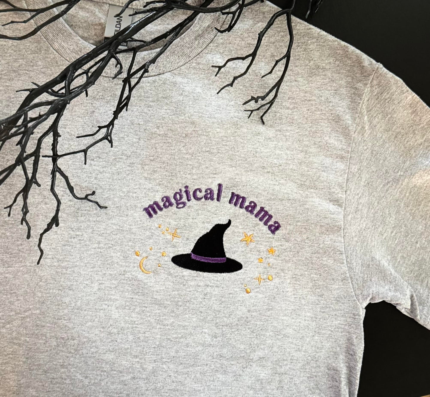 Magical Mama – Embroidered Witch Hat Tee